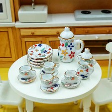 A set 15 pc of 1:12 Dollhouse Miniature Tea Set/ Miniature plates B35-2
