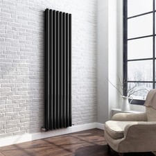 Black Vertical Oval Tube Designer Radiators ULTRAHEAT SOFI Single Panel