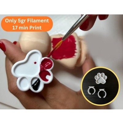 3Pcs Kitten Claw Finger Palette 5 Wells Paint Mixing Tray for Artist Student
