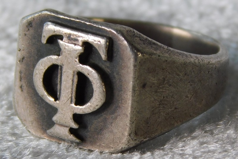 Vintage PHI TAU Faternity Signet Sterling Silver School Men's Ring Sz6 5.5g