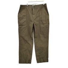 Everlane Womens Fatigue Organic Cotton Herringbone Pants 16 Olive Green Utility