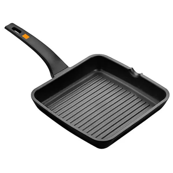 BRA Eficiente Parrilla Acanalada 28cm Aluminio Negro Cuadrado Inducción