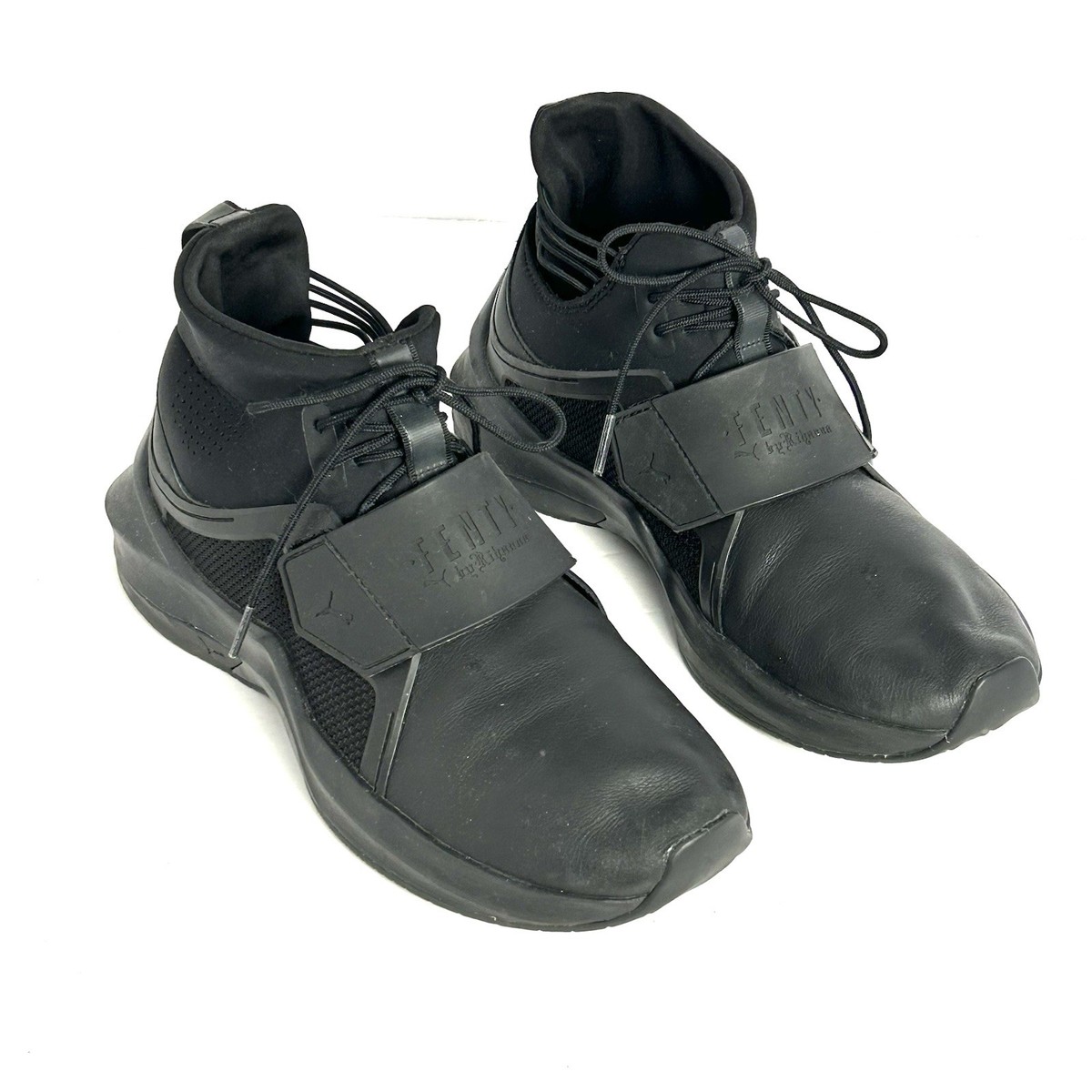 Puma Fenty by Rihanna Ignite Black Leather Sneakers Shoes Womens