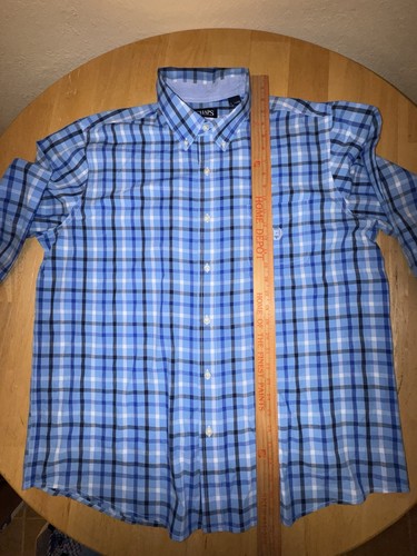 Chaps Button Up Shirt Men’s XL Blue White Gingham Check Long Sleeve Easy Care - Picture 7 of 8