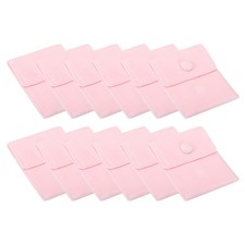 12Pack 9.3x7.5cm Jewelry Pouches with Snap Button Soft Storage Pink
