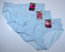 MAIDENFORM Pure Comfort Stretch Lace Light Blue Brief Panty Womens L/7 3 PK