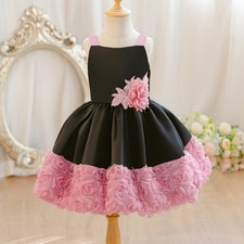 Kids Wedding Holiday Dress Girls Pink Puffy Princess Birthday Party Flower Dress