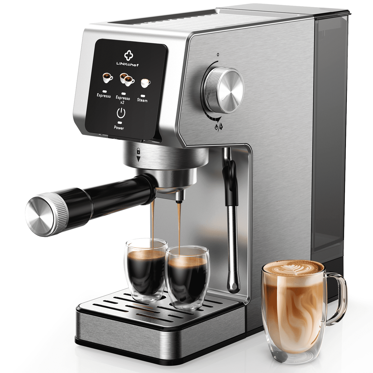 メルメルページ LINKChef CME1020 20 Bar Espresso Maker with Milk Frother Steam