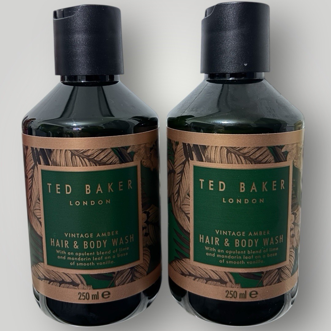 X2 Ted Baker Hair & Body Wash Vintage Amber Mens 250mlx2 Discontinued Uk