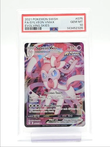 SYLVEON VMAX 2021 POKEMON SWSH EVOLVING SKIES RARE 075/203 PSA 10 Q2283