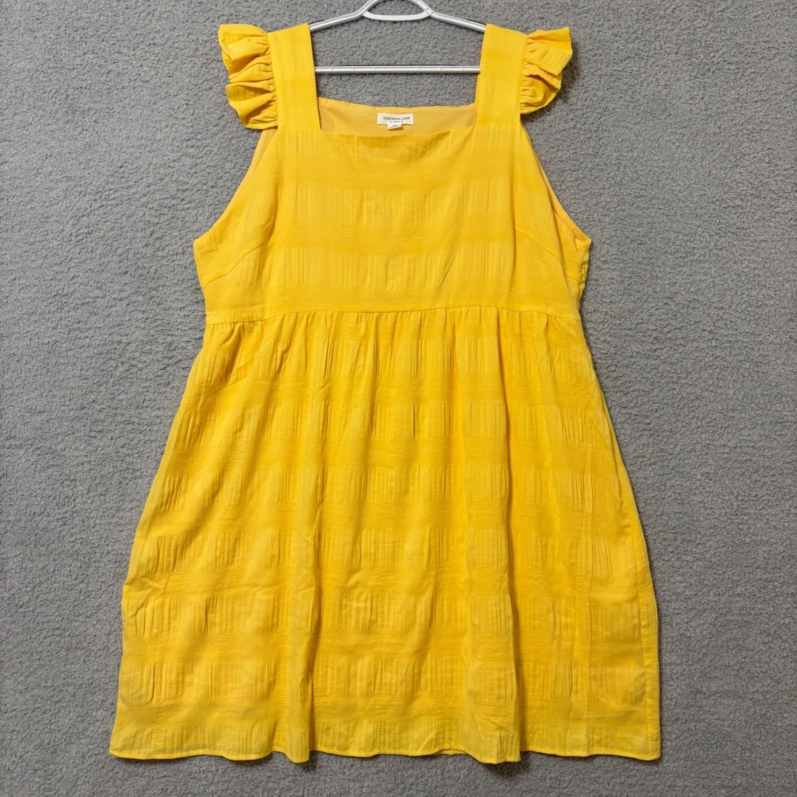 Yellow Ruffle Strap Babydoll Midi Dress Side Zip Flowy Summer Casual Plus 3X
Opens in a new window o