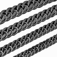 Heavy Black Mens Necklace Stainless Steel Curb Chain Men Necklace For Women