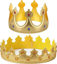 King Crown Set 2 Pieces Gold Foam Adjustable for Men Women Celebrations