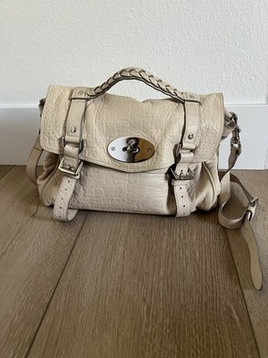 Mulberry Cream Croc Embossed Leather Limited Edition Alexa Shoulder Bag