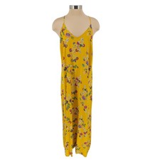 Old Navy Maxi Slip Dress Yellow Floral V Neck Crossback Boho Sundress Large