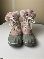 London Fog Collection Girls Pink Water Resistant Boots Faux Fur Lined Trim Size4