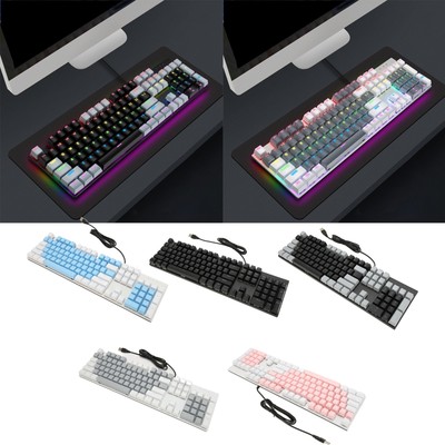 Full Size Mechanical Keyboard 104 Keys USB Wired Gaming Keyboard With Numeri Fit