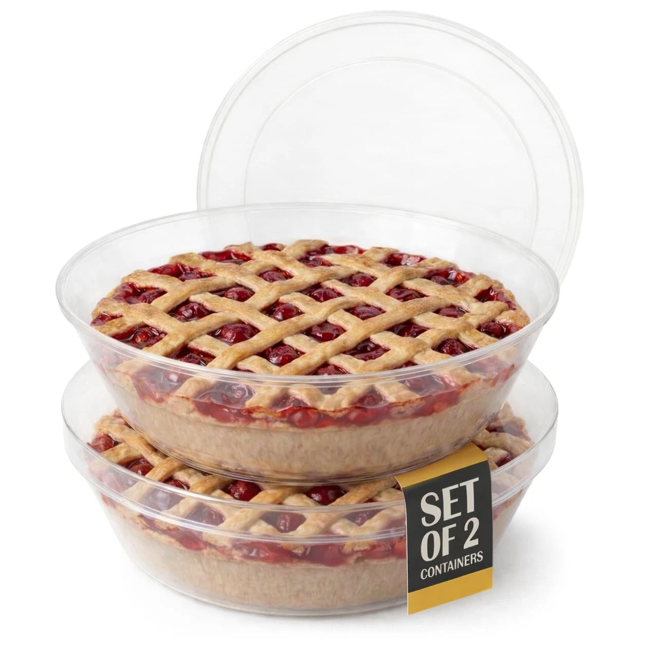 2 Pack Pie Carrier with Airtight Lid - BPA Free Pie Storage Container with Co...