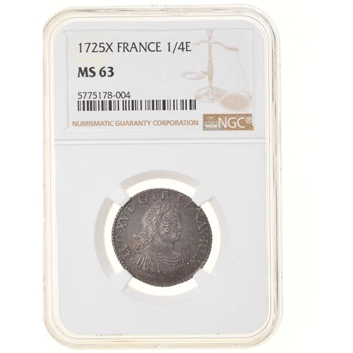 [#877786] France, Louis XV, 1/4 Ecu aux 8 L, 1725, Amiens, TOP POP, Silver, NGC,