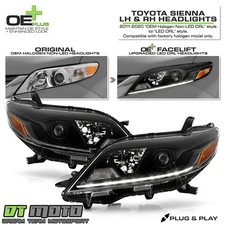 2015 Facelift SE LED DRL Halogen Headlights For 2011-2020 Toyota Sienna L LE XLE
