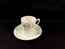 TOSCANY Collection Japan Octagonal Tea Cup and Saucer Blue Gold Green Rare EUC