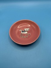 Petrageous Designs Pink Cat Bowl Meow Kitty Stoneware Pet Dish 5&rdquo;