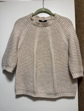 Weekend Max Mara 100 Virgin Wool Chunky Knit Sweater Cream Raglan Sleeve Sz M