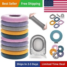 10 Pcs Bathroom Soft Thicker Warmer Stretchable Washable Cloth Toilet Seat Co...