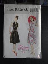 Butterick B5209 Old Hollywood Tea Length Dress w Halter Neckline Sz 14-20 UNCUT