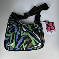 Diane von Furstenberg Green Zebra Utility Crossbody Sling Bag