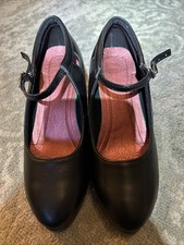 Women's Character Dance Shoes 225 Sz 5 Black Mary Jane Ballroom Stage Heels