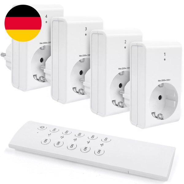 G-Homa Funksteckdosen Mit Fernbedienung, 4Er Steckdose Set Mit 1Er Fernbedienung-image
