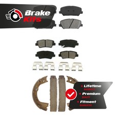 Front Rear Semi-Metallic Brake Pads Parking Shoe Kit For 2011-2013 Kia Optima EX