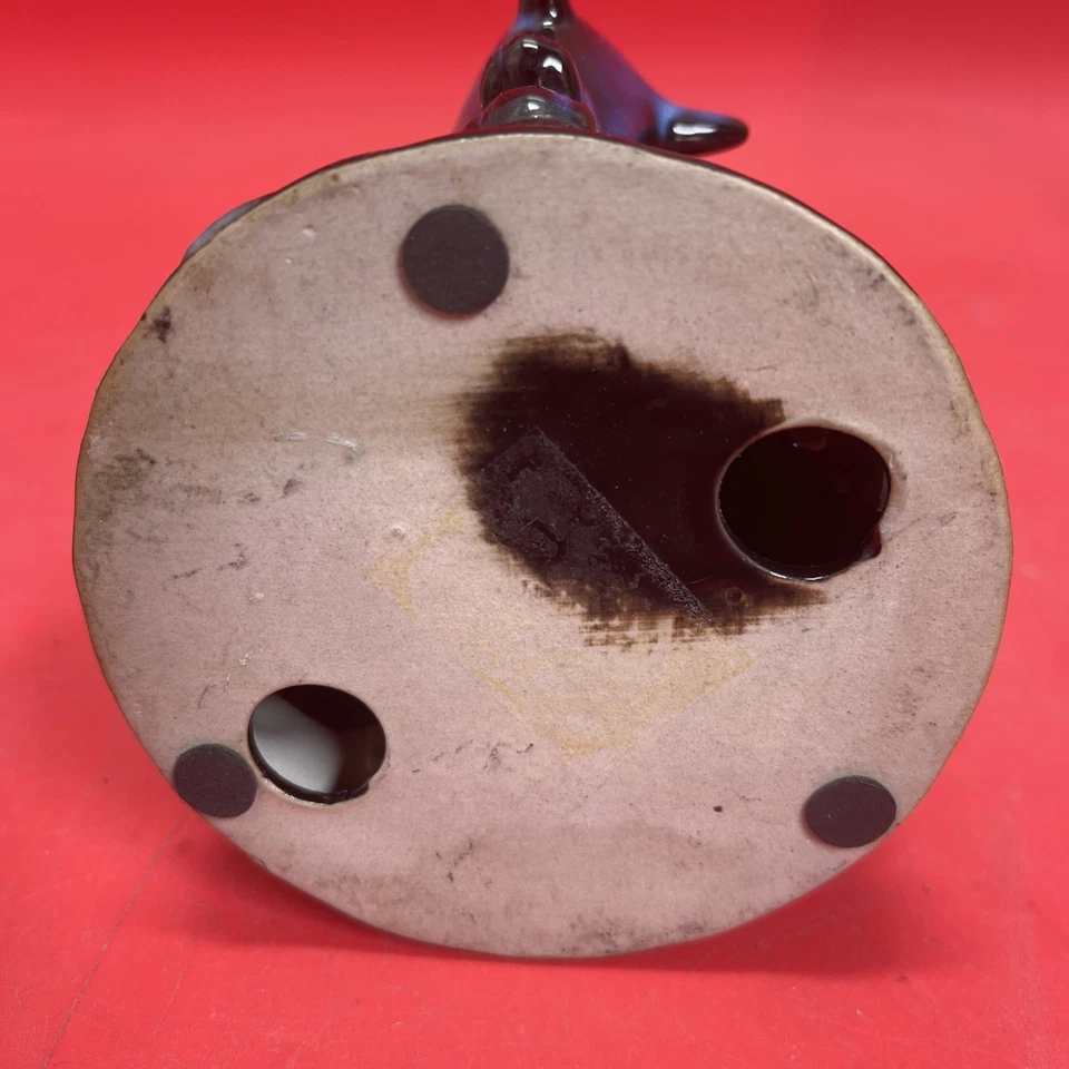 Three Dolphin Blue Glaze Pottery Ceramic Tealight Candle Holder - Изображение 4 из 4