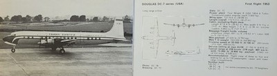 DC 7 Douglas Dc-7 Picture Aircraft Info Detail Vtg Original Article Sheet Decor