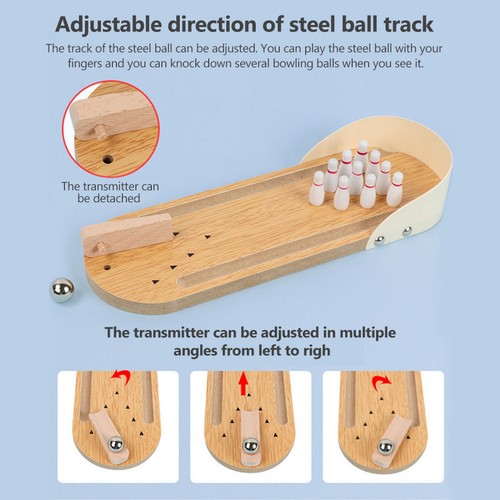 Tavolo Mini Bowling Gioco Set Scrivania Legno Decorazione Bambini Giocattoli FA - Foto 11 di 24