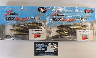 2 PACKS ZMAN 4'' SCENTED PADDLERZ SOFT PLASTIC FISHING LURES GOLDRUSH SPT4-255PK5