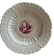 Antique Spodes Copeland Jewel Red Transferware Plate  C1920 - 4 Available