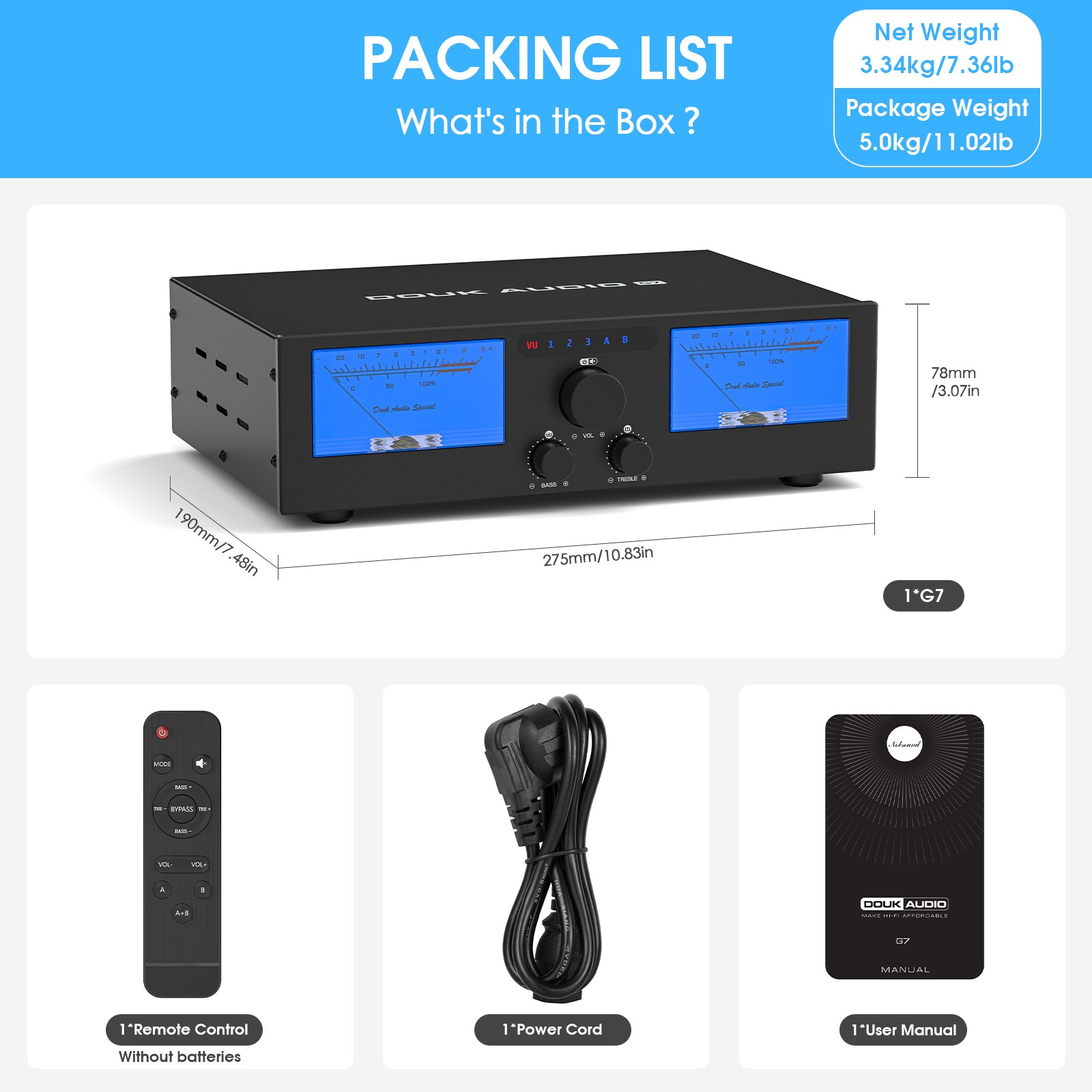 2/4-Channel Power Amplifier HIFI Speaker Selector w/ XLR IN, VU Meters, 300W*2