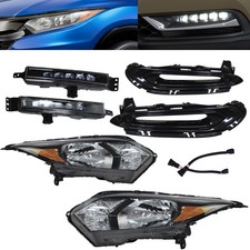 For 2016 2017 2018 Honda Hr-v Hrv Halogen Headlights Pair Led Drl Fog Lights
