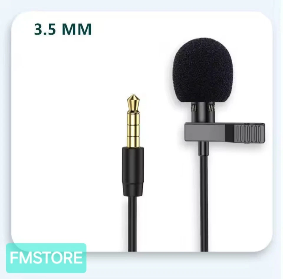 Microfono lavalier jack 3.5mm clip metallo cavo 1.5m per smartphone pc tablet - Immagine 2 di 4