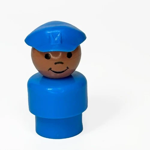 Fisher-Price Little People Figure Pilot Mailman Blue Body & Hat African American