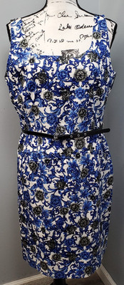 Premise Shift Dress Womens 12 Multi Floral Fully Lined Belted Waist Back Zip