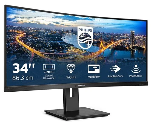 Philips B Line 34" Wide Quad HD Curved Monitor 100Hz Built In Speakers - Black