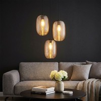 Led Pendelleuchte HäNgeleuchte Schwarz Glas Wohnzimmerlampe 3-Flammig H 120 Cm