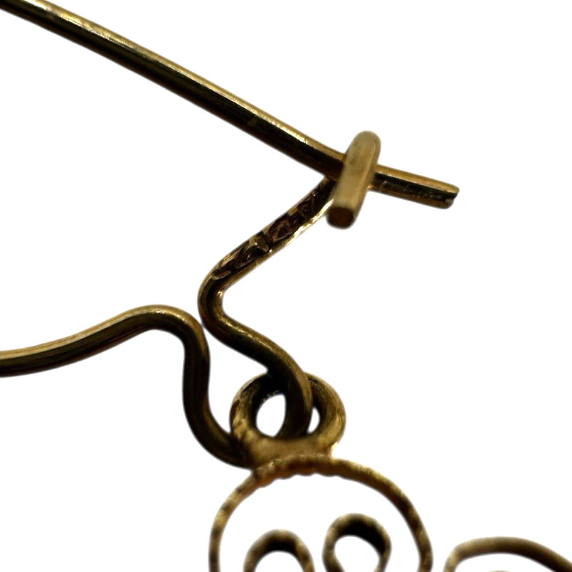 Solid 14K Green Heart Dangle Earrings - image 3