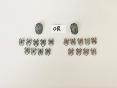 Spider Insect Bite Nail Art Charms Silver Accessory Dark Goth Red Black Crystal