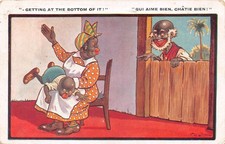 POSTCARD COMIC  SPANKING THEME  GETTING TO THE BOTTOM