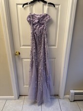 Amarra Prom Dress 8 Lilac Tulle Floral Applique Corset Lace Up Gown