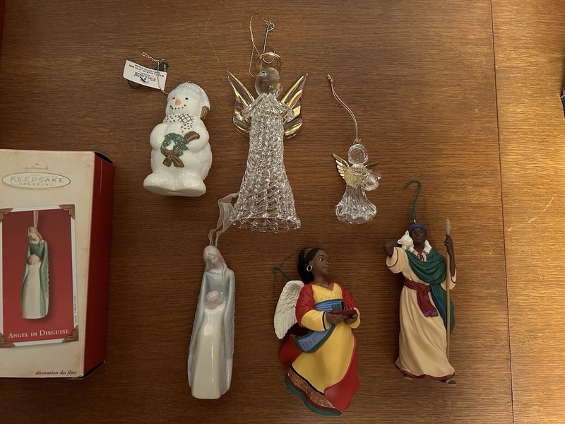 Hallmark Ornament African American Shepherd & Angel + Snowman & Angels Lot Of 6